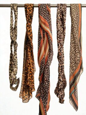🧣 5 Scarf  Bundle Cheetah Animal Print